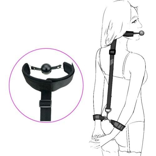 Training Anti-Back Mouth Plug Smsexy Sex Toy Binding Belt Forced Handcuffs Anti-Back Cuff Flirting Mouth Ball