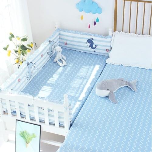 Comfortable Cotton 4pcs Baby Bedding Set Detachable Crib Bedding Set For Infant Newbron Washable Cot Bumpers and Bed Sheet