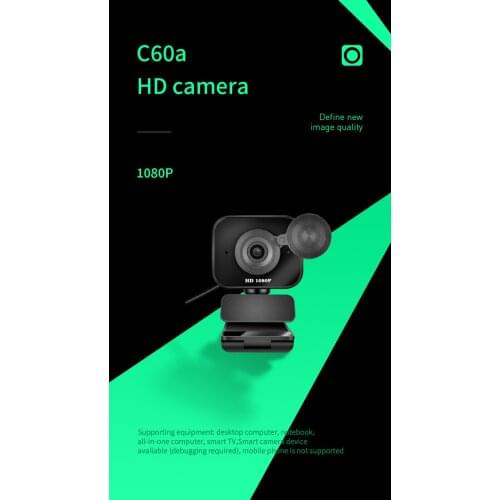 Fixed Focus Webcam 1080P HD Camera Betwork Teaching Computer Camera with Lens Cover USB Drive-free For Window7/8/10 Android