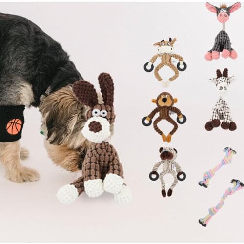 Fun Pet Toy Donkey Shaped Corduroy Chew Toy for Dog Puppy Squeaker Squeaky Plush Bone Molar Toy Pet Training Dog Supplies