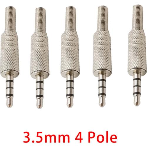 1/2/5Pcs 3.5mm Headphones Audio Connector 3.5mm Male Plug Jack Repair Replacement 4 Pole Audio Male Solder Plug Cable Adapter