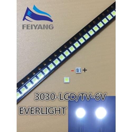 100PCS EVERLIGHT LED Backlight 1-2W 3030 6V Cool white 125-150LM LCD Backlight for TV TV Application 62-123TUN2C/F110140N57SBF-T