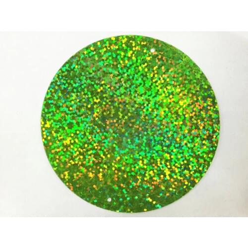 20pcs Large Round Sequins 80mm PVC Flat Paillette Hologram Decoration 2 Side Hole Laser Light Green