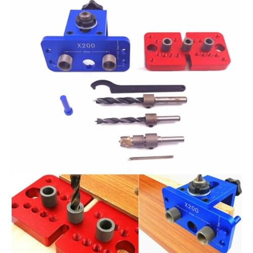 Aluminum Alloy 3 In 1 Woodworking Tools Log Tenon Board Dowelling Jig Hole Puncher Locator Kit Drill Guide Set Carpentry Punche
