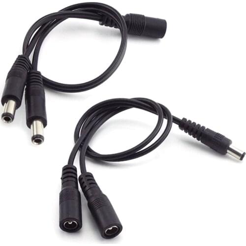 5.5mm 2.1mm 1 Female to 2 male way Male DC Power Splitter connector Plug extension Cable for CCTV LED strip light Supply adapter
