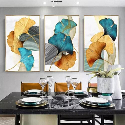 5D Diamond Painting Green Golden Leaves Poster Luxury Decor Nordic Home Decor Wall Art Poster Home Decoration Gift