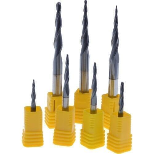 6Pcs 6mm R0.25/0.5/0.75/1.0/1.5/2.0 HRC55 2F solid carbide Tapered Ball Nose Tapered End Mills For wood metal milling cutter