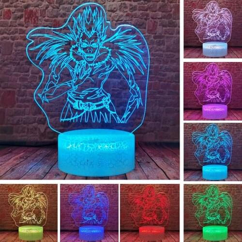 Death Note Ryuuku Anime Figurines Model 3D Illusion LED Nightlight Sleeping Light Cartoon action & toy figures