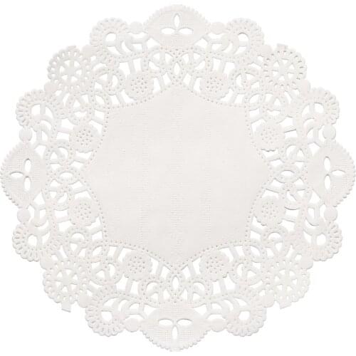 BESTOMZ 100pcs Disposable Oil-Absorbing White Lace Paper Doilies Cake Box Liner Packaging Paper Pad 5.5"