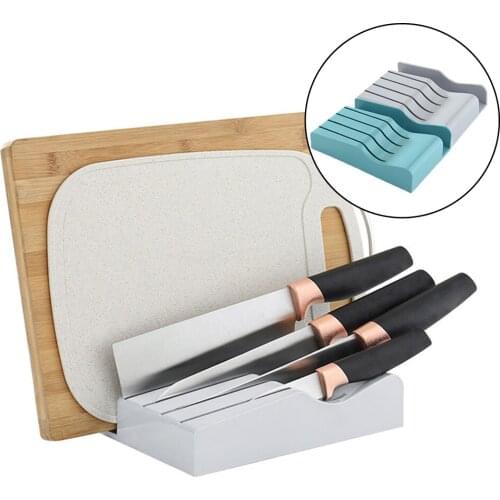 Knife Storage Case Cutting Board Rack Cutlery Organizer Kitchen Finishing Drain Storage Tray Knives Separation Accessories