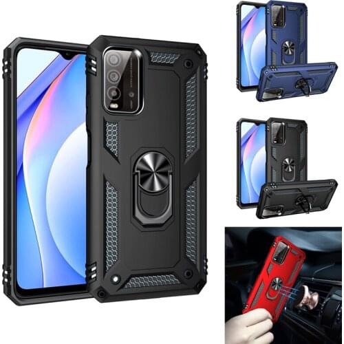 For Redmi 9T 9Power Case Magnet Ring Holder Armor Rugged Mobile Phone Cover for Xiaomi Redmi Note9 10S Poco M3 Half-Wrapped Case