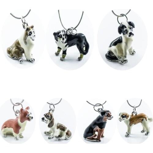European and American Foreign Trade Hot Cute Dog Animal Shape Alloy Drop Oil Necklace Pendant Cool Fashion