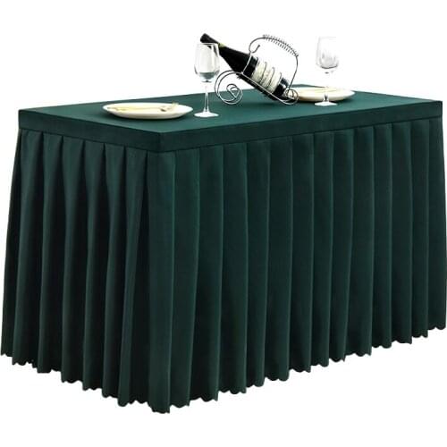 Blue plain polyester table skirting cover can do customized size