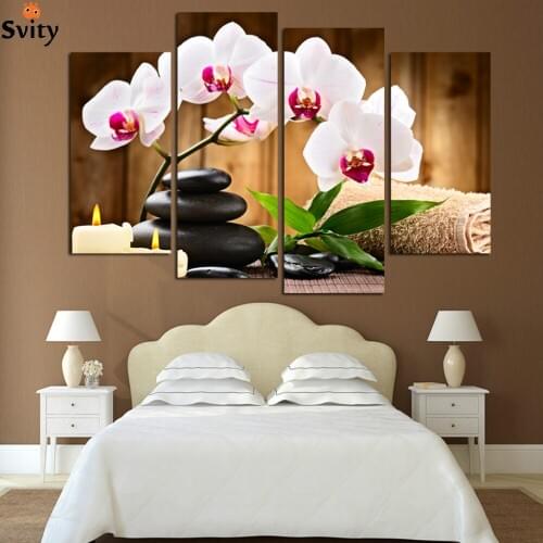 Canvas Painting Printed Pictures Paints Wall Hanging Canvas Prints Home Decoration Large SPA flower and tone picture H071