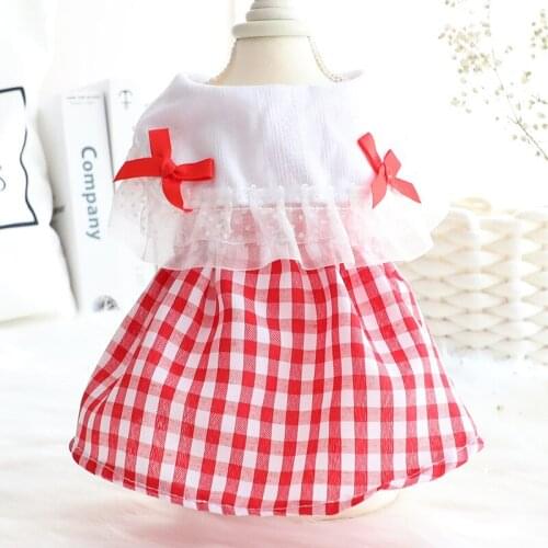 Plaid Dress Pet Dog Clothes Sweet Clothing Dogs Super Small Costume Cute Breathable Chihuahua Print Summer Pink Girl Mascotas