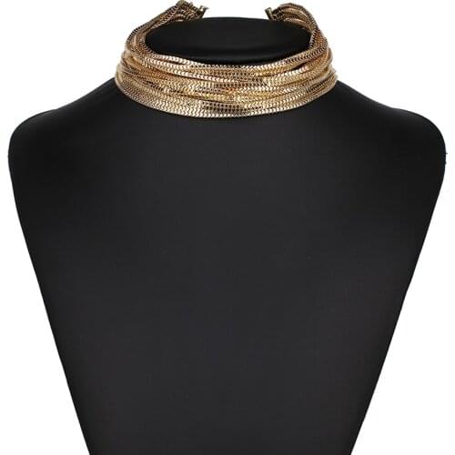 Wholesale JUJIA Statement Jewelry Collares Mujer Metal Chain Chockers Maxi Gold Necklace Pendant Necklaces Wholesale
