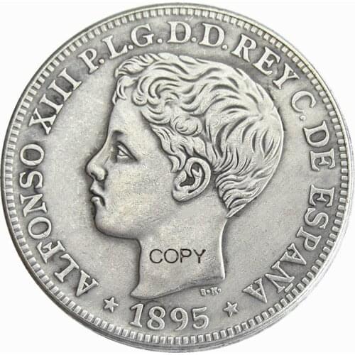 Puerto rico 1895 1 Peso Silver Plated Copy Coins