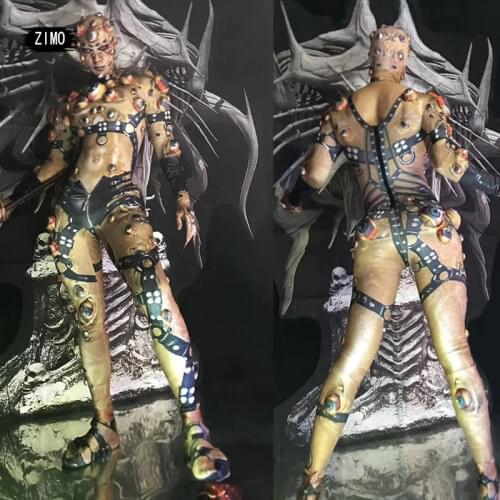 Halloween Men Women Horror Costume 3D Eye Novelty Jumpsuit Stretch Rompers Nightclub Party Scary Costumes coat skull cane stage