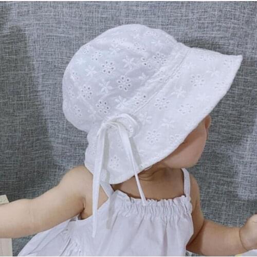 Summer Breathable Baby Sun Hat Cute Flower Baby Girl Beach Hat Outdoor Kids Children Hollow Bucket Cap
