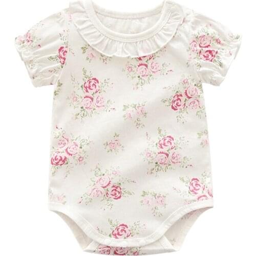 Fashion Flower Baby Girls Clothing Newborn Infant Bebe Girl Floral Rompers short Sleeve Spring Clothes Jumpsuit Playsuit