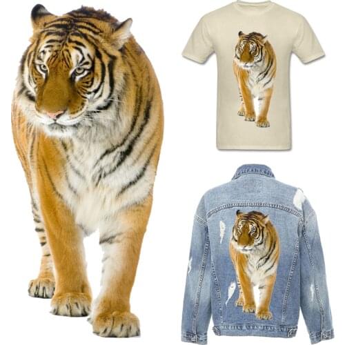 Tiger Patch Iron-on Transfers for Clothing Thermoadhesive Patches on Clothes Animal Stickers for T Shirt Flex Fusible Stripe