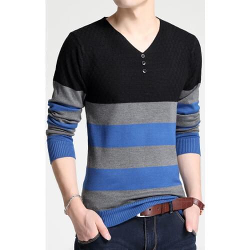 New Arrival Mens Brand Sweater Fashion Mens Sweaters Casual Patchwork Pullover Men Knitted V-neck Long Sleeve Mens Clothing