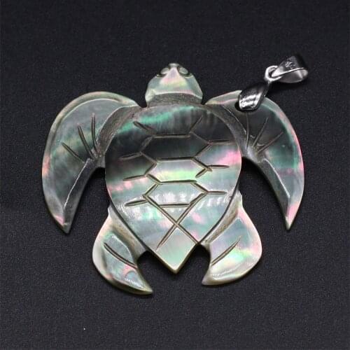 Natural Shell Animals Pendant Exquisite Tortoise Shape Pendant Charms for Making DIY Necklace Accessories Jewelry Gift 50x48mm