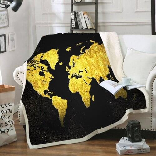 World map 3d Printed Sherpa Deck Couch Quilt Coverage Travel Youth Bed linen Outlet Sample Plush Throw Fleece Deck Tapestry