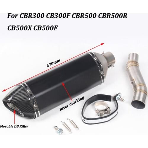 Full Exhaust System Motorcycle Escape Modified Muffler With Laser Making For Honda CBR300 CB300F CBR500 CBR500R CB500X CB500F