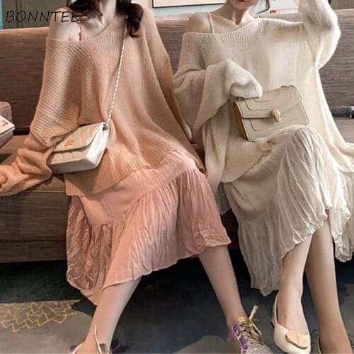Pullovers Women V-neck Solid Full Sleeve Oversize Smocking Thin Elegant Daily All-match Ulzzang Simple Soft Trendy Casual Ladies