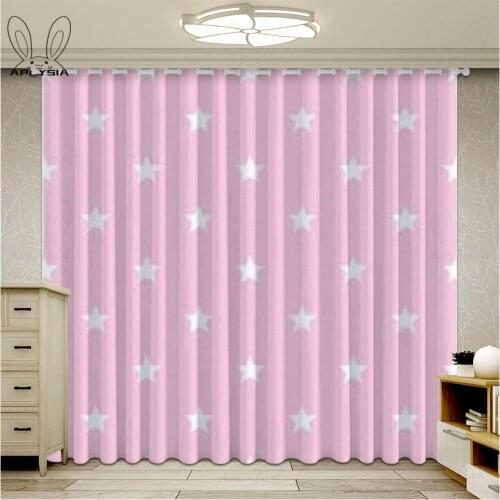 Pink Shiny Stars Children Cloth Curtains For Living Room Kids Boy Girl Bedroom Blackout Cortinas Custom Made Drape