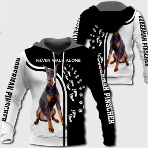 Cute Doberman Pinscher 3D Jacket Men/women Casual Streetwear Hoodies Boys Hip Hop Kawaii Hood Sweatshirts Mens Hipster Clothes