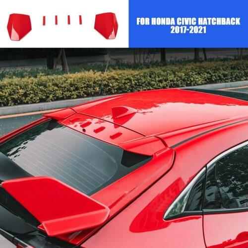 Roof Spoiler Tail Lip Wing Bar Trim For Honda Civic Hatchback 2016-2020 Type R ABS Plastic Black Carbon Fiber Pattern Spoiler