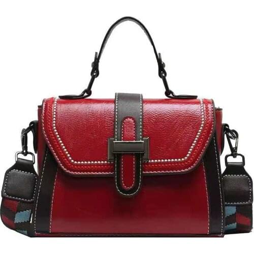 2021 new simple wide shoulder strap diagonal bag ins fashion hit color handbag shoulder bag