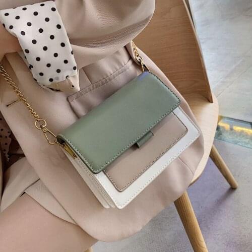 Mini Leather Crossbody Bags For Women 2021 Green Chain Shoulder Simple Bag Lady Travel Purses and FashionHandbags Cross Body Bag