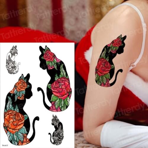 2019 new Halloween Day of the Dead deisgns witch colorful cats ghost fake tattoo sticker waterproof temporary tattoos girl party