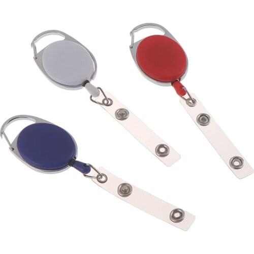 Retractable Reel Pull Key ID Card Badge Tag Clip Holder Carabiner Style keychain