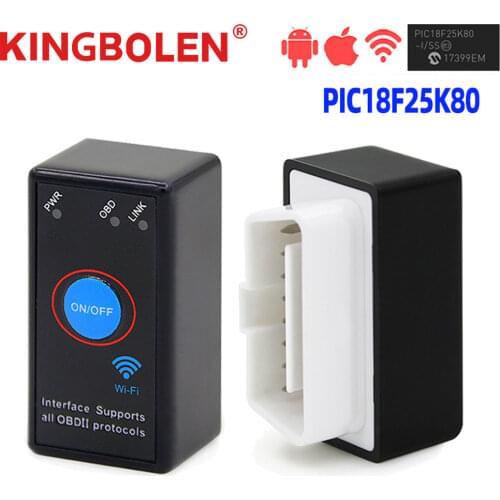 ELM327 WiFi PIC18F25K80 Chip V1.5 Power On/Off Switch Button 4MHz OBDII Diagnostic Tool IOS/Android ELM 327 Icar2 OBD2 Scanner