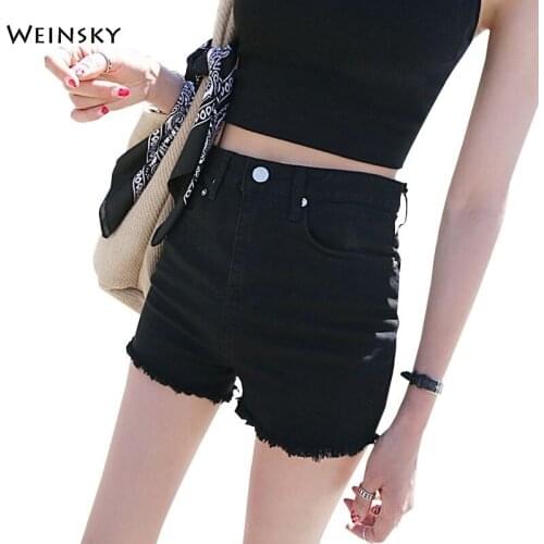 New Women Fashion Denim Shorts Plus Size Black Or White Summer Casual Style Stretch Jeans