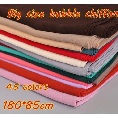 Big size womens plain bubble chiffon hijab high quality print solid color muslim autumn muffler head scarf wrap cape 180*85cm