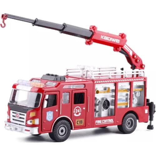 1:50 Fire Engine Truck Fire Rescue Safe Protect Vehicle Alloy Diecast Model With Hook Collection Gift For Kids Toys