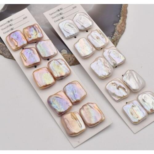 1PCS freshwater pearl white/pink square 12-20mm wholesale nature beads FPPJ