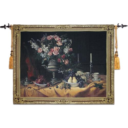 100x140cm restaurant home bar highly quality unique wall decoration jacauard fabric Violin rose wall decor hanging tapestryST-21