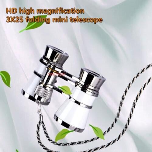 3X25 HD Powerful Binoculars BAK4 Folding Mini Binoculars FMC Optical Hunting Sports Outdoor Camping Travel Binoculars