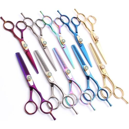 5.5" Customized Brand Japan Steel 440C Barber Professional Hairdressing Scissors Cutting Shears Thinning Hair Scissors C1020