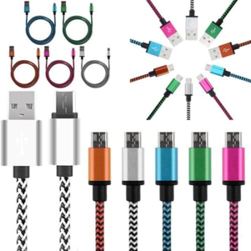 500pcs High quality 1m 2M & 3M Aluminum alloy Micro fabric nylon braided usb data charger for samsung s4 s6 s7 Accessory Bundles