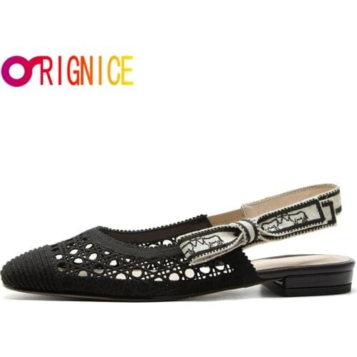 Orignice Fashion Ladies Hollow Out Flat Slingback Sandals Summer Woman Slip On Casual Loafers Round Toe Comfort Female Shoes
