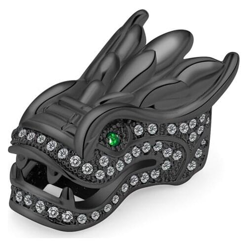 1piece DIY Lucky Dragon Head Charms Beads Micro Pave White Zirconia Crown Pendant Copper Spacer Beads For Jewelry Making