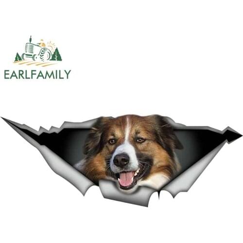 EARLFAMILY 13cm x 5cm English Shepherd Car Sticker Torn Metal Decal Reflective Stickers Pet Decals Window Car Bumper Decoration