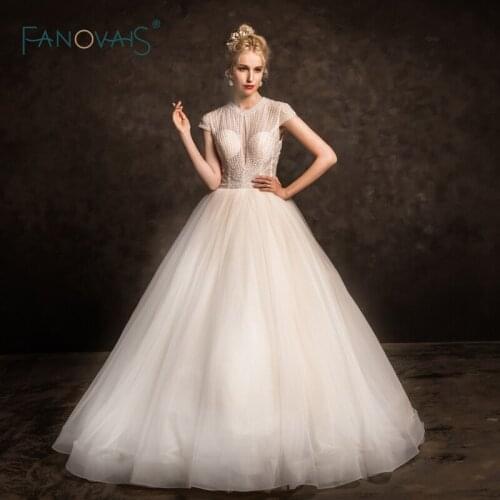 Elegant Wedding Dresse O Neck Beaded Ball Gown Wedding Gowns gelinlik Bride Wedding Dress 2020 Bridal Gown vestido de noiva